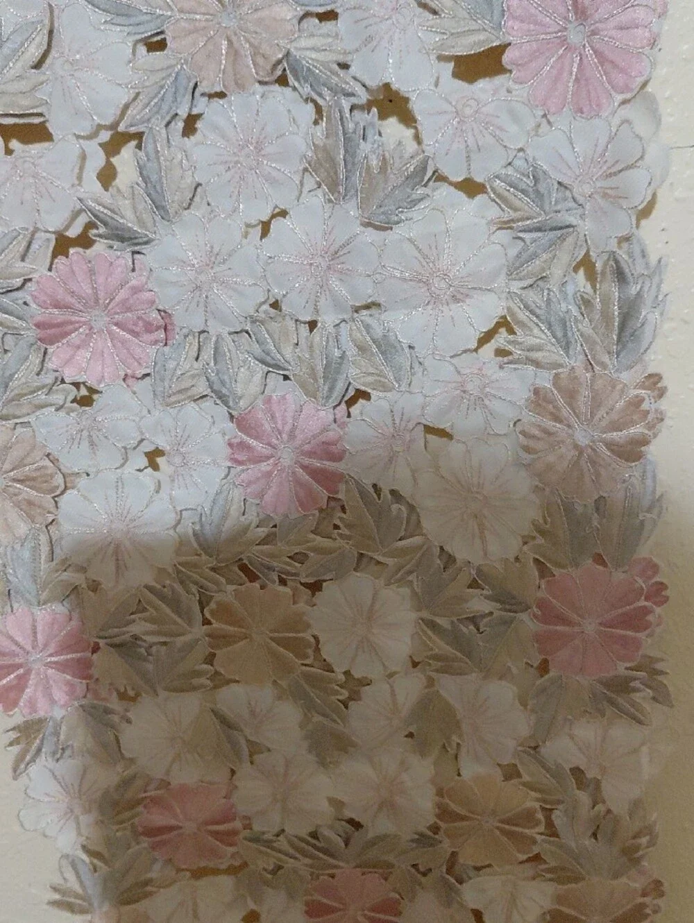 Handmade Floral  Table Runner in Soft Pastels